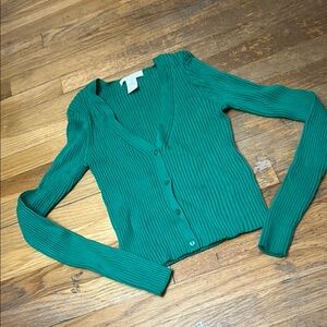 Women's Green Ribbed Sweater